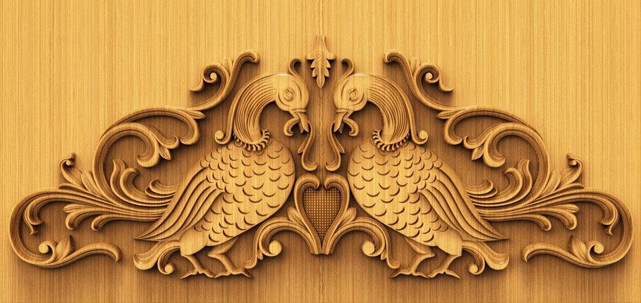 H God Frame - HB-27 Peacock Motif Traditional Wood Carving Design